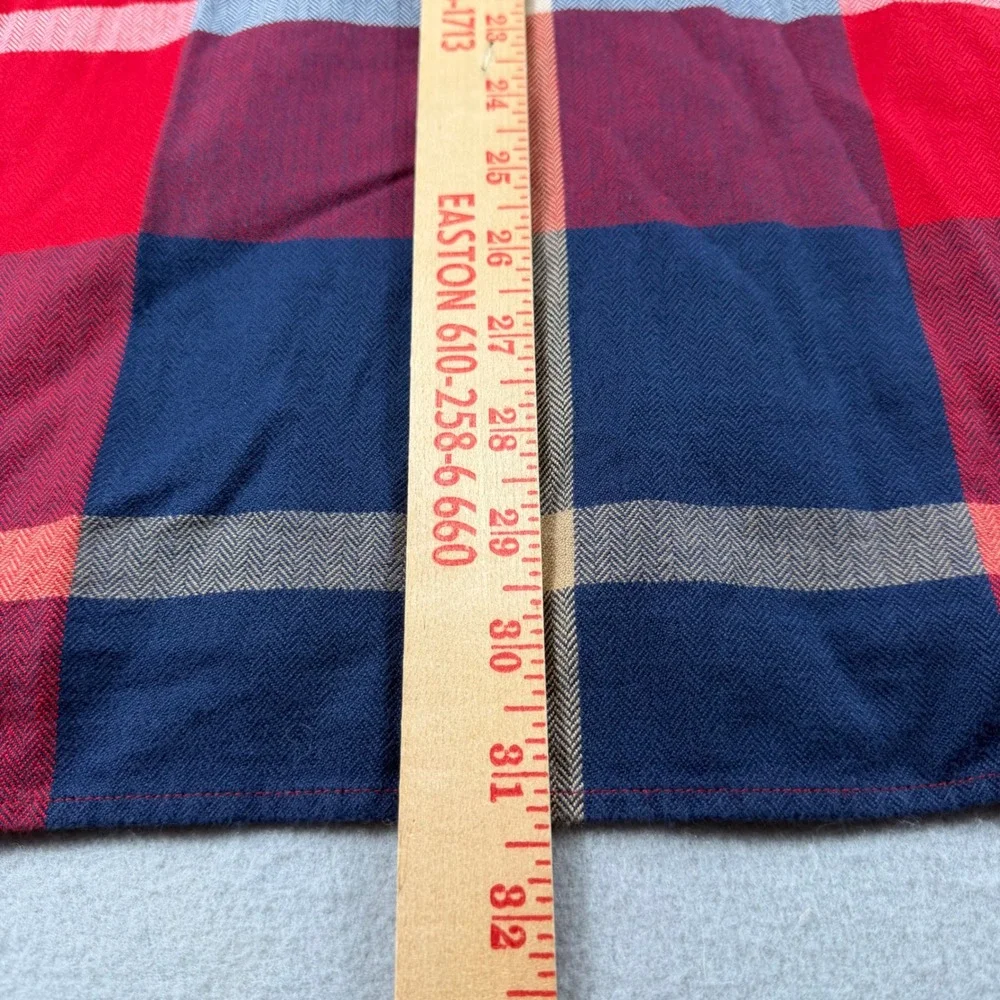 J. Crew Sportsman's Outfitter Men XL Red Navy Plaid Herringbone Popover Shirt